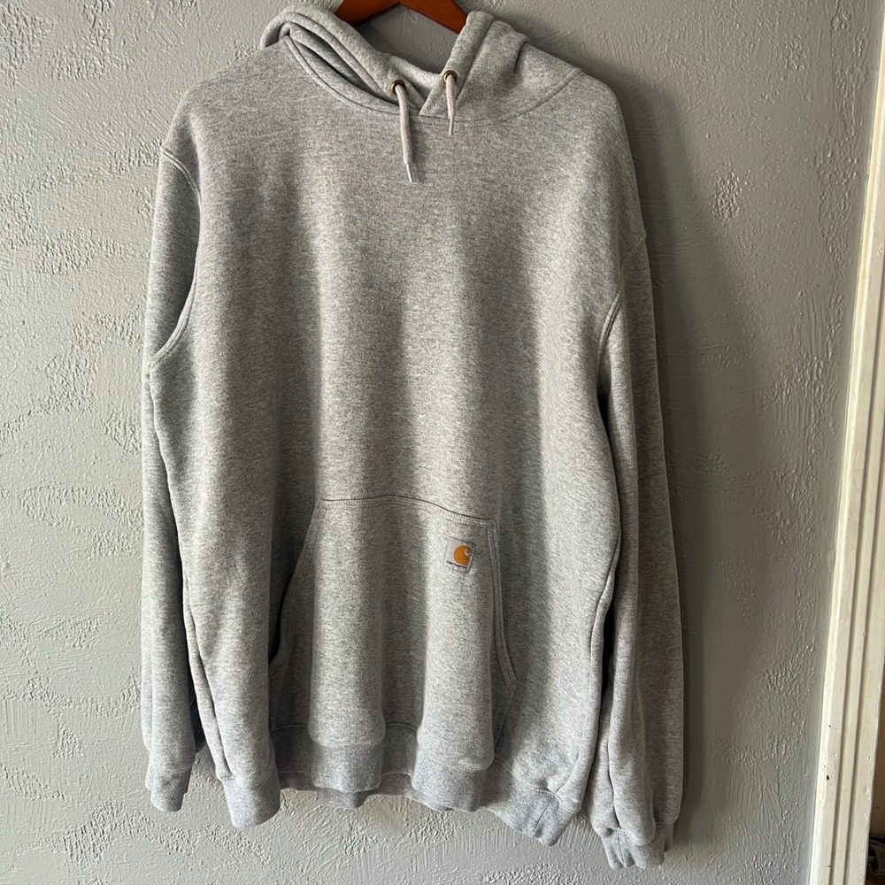 Carhartt K288 HGY Original Fit Midweight Logo Sleeve Hoodie Gray XL Tall